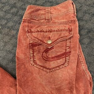Silver Jeans Women's Flare Corduroy in Rust
